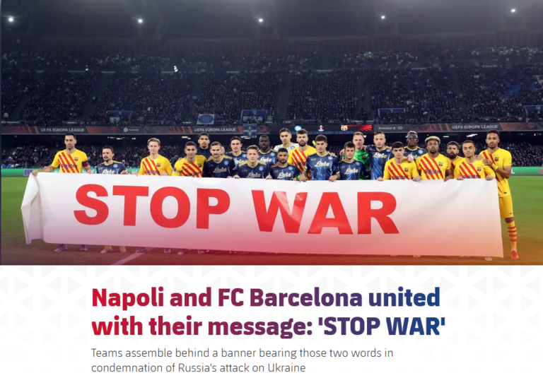 Ποδοσφαιρικό «Όχι» στον πόλεμο στα ευρωπαϊκά γήπεδα