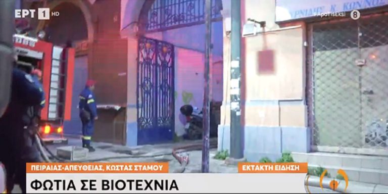 Πυρκαγιά σε βιοτεχνία στον Πειραιά – Ένας άνδρας νεκρός