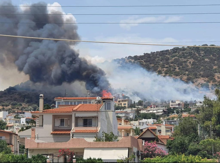 Υπό μερικό έλεγχο η φωτιά στην Αρτέμιδα – Προσέγγισε αυλές, είπε ο δήμαρχος Αρτέμιδας (video)