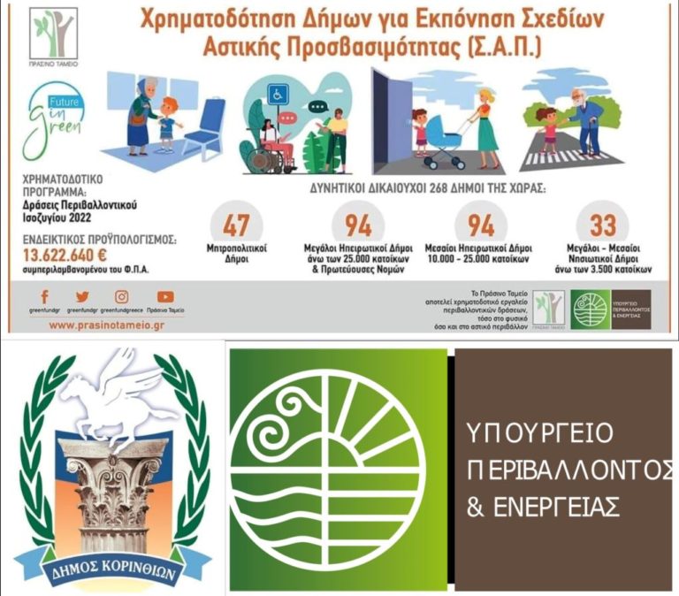 Δήμος Κορινθίων: Εξασφάλιση χρηματοδότησης για τα σχέδια αστικής προσβασιμότητας