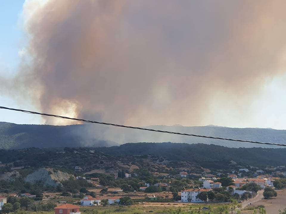Λέσβος: Πυρκαγιά σε δασική έκταση – Προληπτική εκκένωση των Βατερών (εικόνες- video)