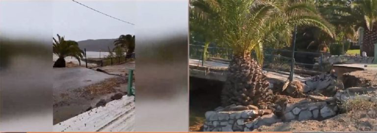 Σκύρος: Κατέρρευσαν 4 γέφυρες από την κακοκαιρία – Ο Πεύκος πριν και μετά