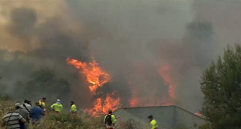 Live: Διευρύνεται η φωτιά στα Μέγαρα — Αναφορές για ζημιές σε σπίτια