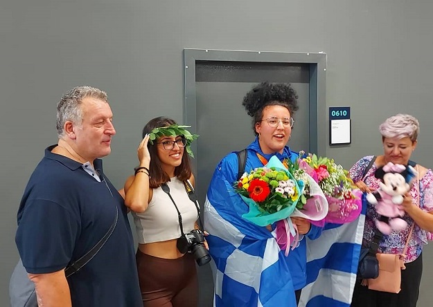 Θριαμβευτική υποδοχή στην ασημένια δισκοβόλο από τα Λαγυνά Αρετή Φιλιππίδου