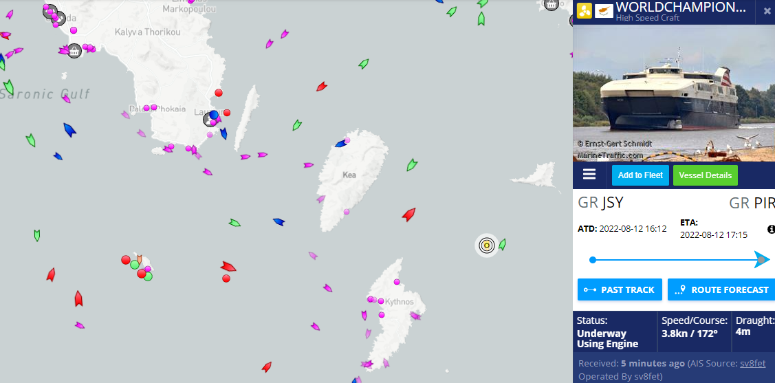 Με μειωμένη ταχύτητα επιστρέφει από τη Σύρο στον Πειραιά το πλοίο WorldChampion Jet – Αντιμετώπισε μηχανική βλάβη