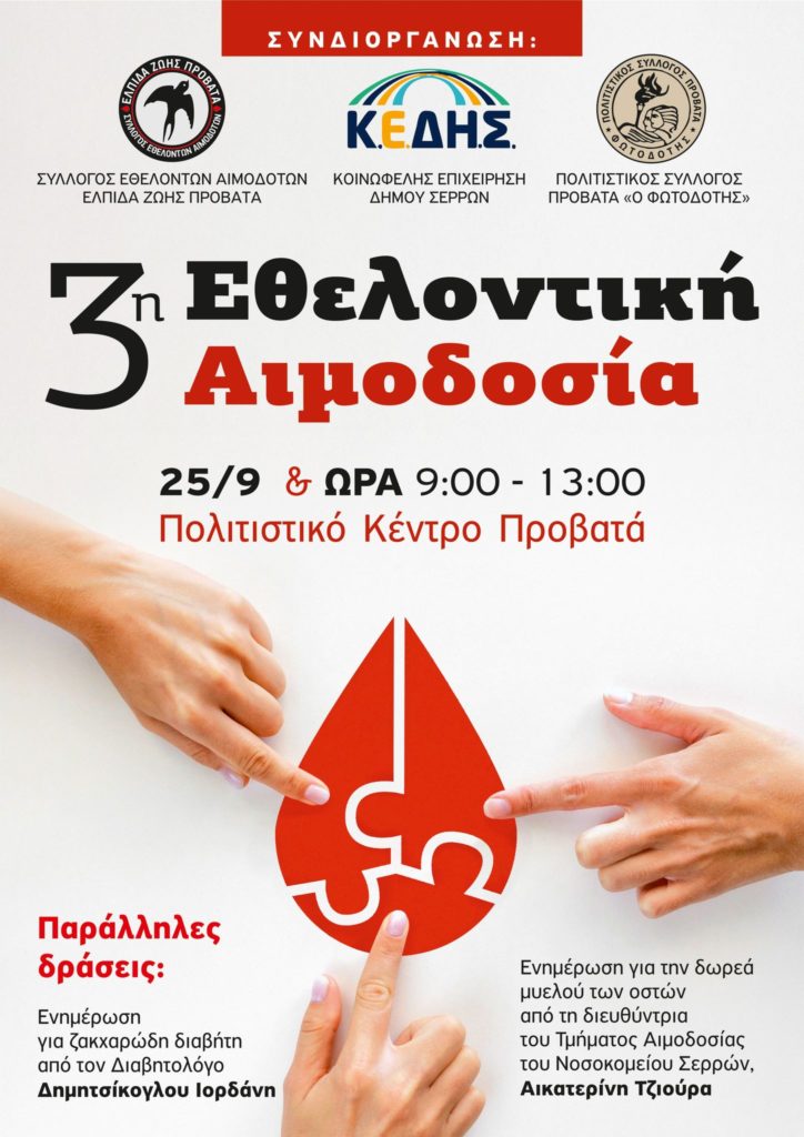 Προβατάς Σερρών: Την Κυριακή η 3η εθελοντική αιμοδοσία