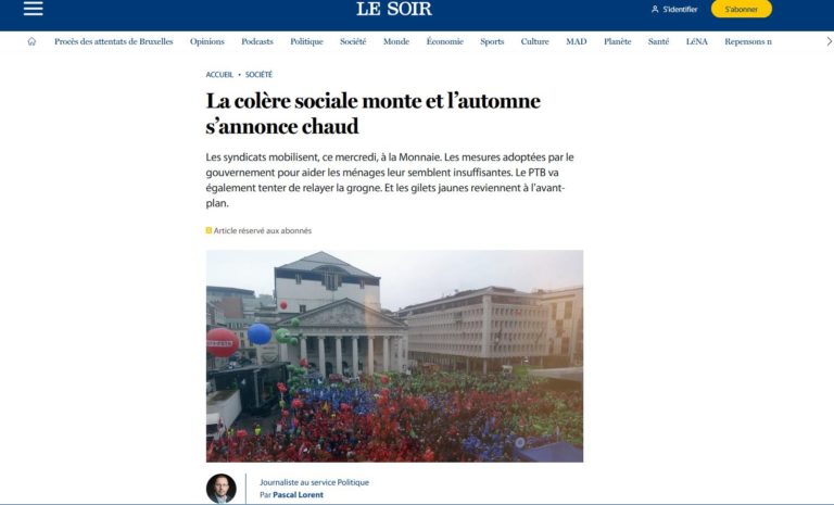 Βέλγιο: «Αγοραστική δύναμη: ο θυμός αυξάνεται» είναι ο πρωτοσέλιδος τίτλος της γαλλόφωνης εφημερίδας «Le Soir»