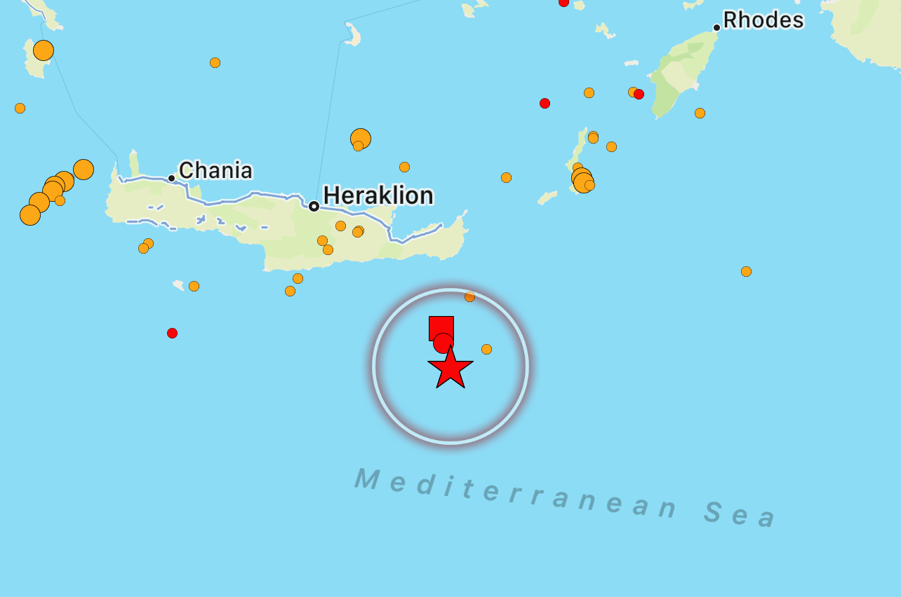 Κρήτη: Σεισμός 5,1 Ρίχτερ νοτιοανατολικά της Χρυσής