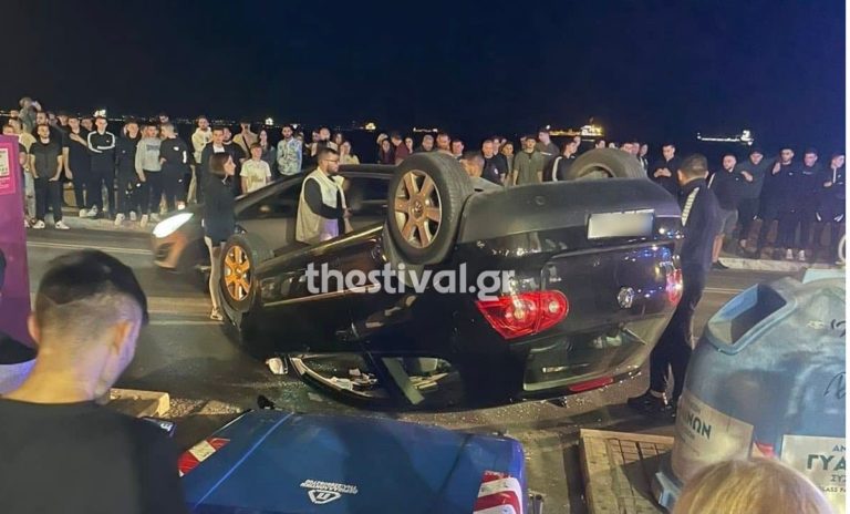Θεσσαλονίκη: Ανατράπηκε αυτοκίνητο στη Λεωφόρο Νίκης– Δύο τραυματίες