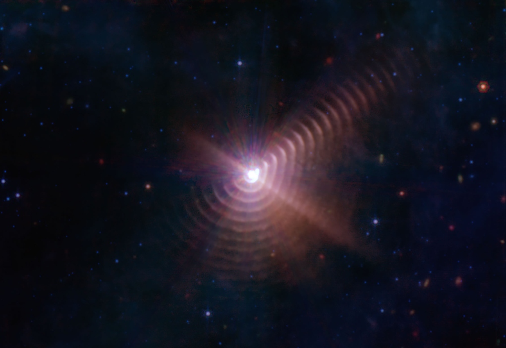Το τηλεσκόπιο James Webb απαθανάτισε το «κοσμικό αποτύπωμα» δύο γιγάντιων αστέρων