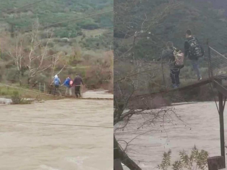 Αιτωλοακαρνανία: Μαθητές πέρασαν αιωρούμενοι από συρμάτινη γέφυρα τον ορμητικό Εύηνο