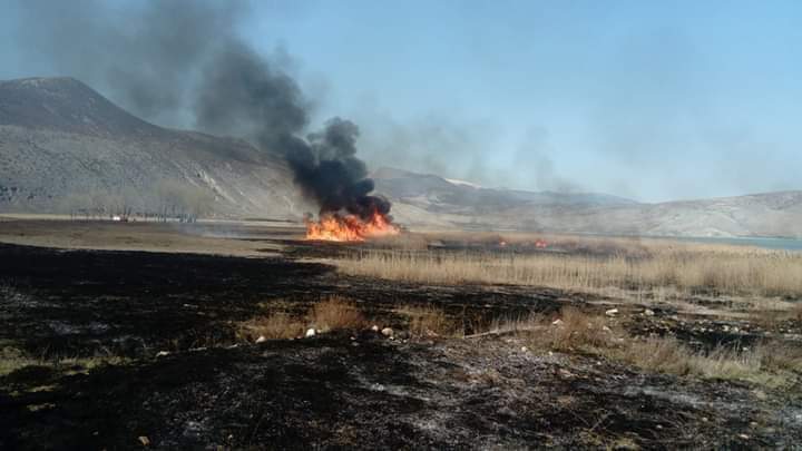 Αμύνταιo: Φωτιά στις καλαμιές στη Λίμνη Πετρών