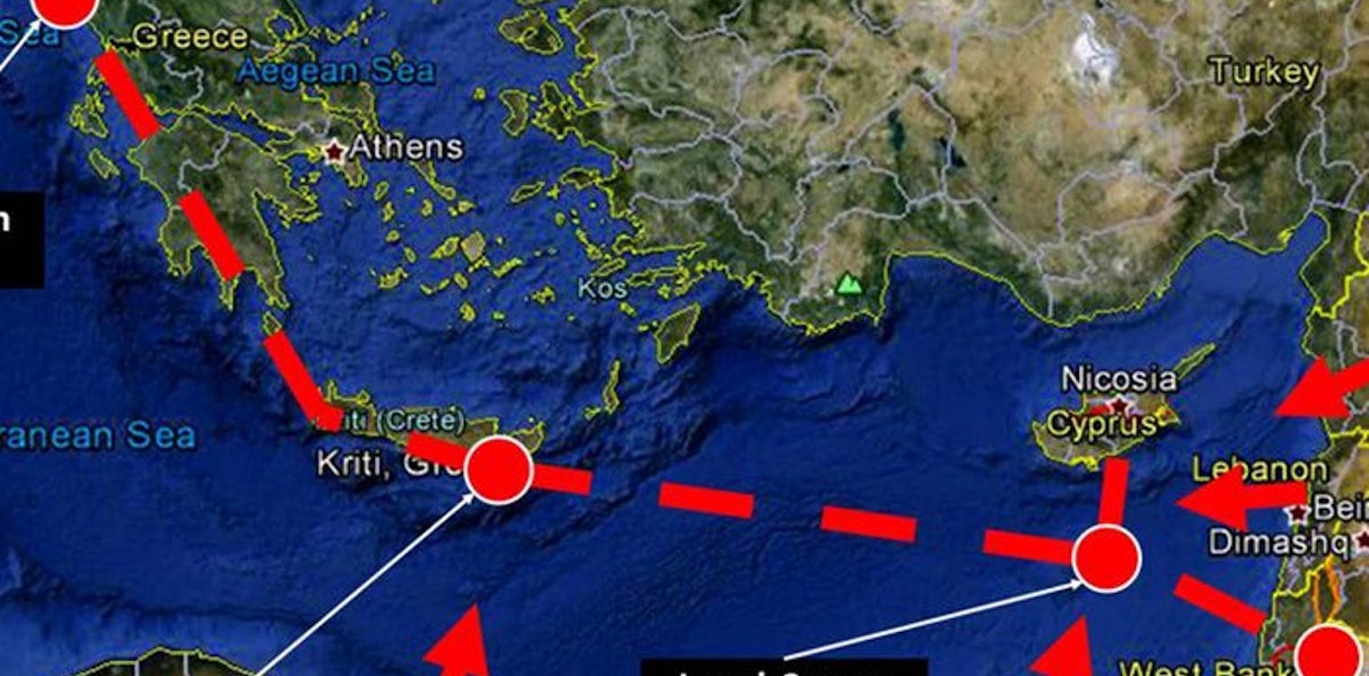 EAST MED: Η διαδρομή του αγωγού στην Ηλεία