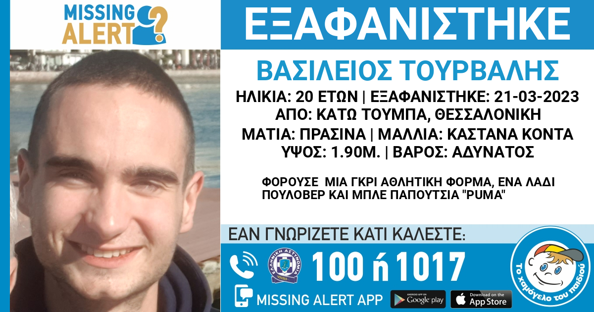 Εξαφάνιση 20χρονου στη Θεσσαλονίκη