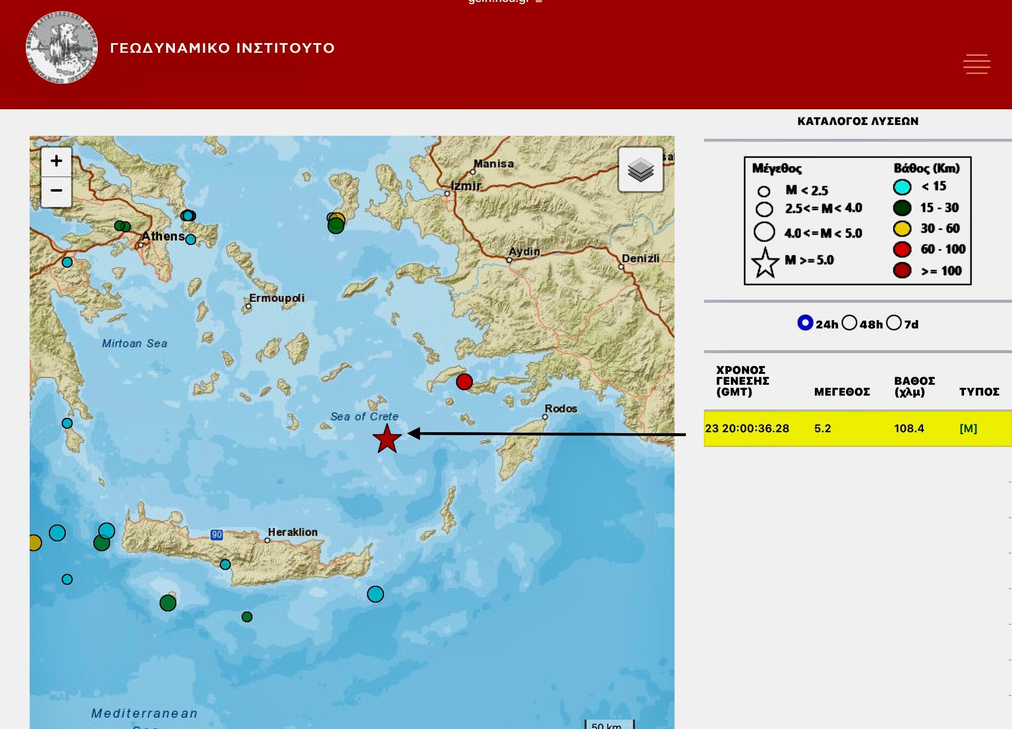 Ισχυρός σεισμός 5,2 Ρίχτερ νότια της Αστυπάλαιας – «Δεν εμπνέει ανησυχία» λέει ο Χουλιάρας στην ΕΡΤ