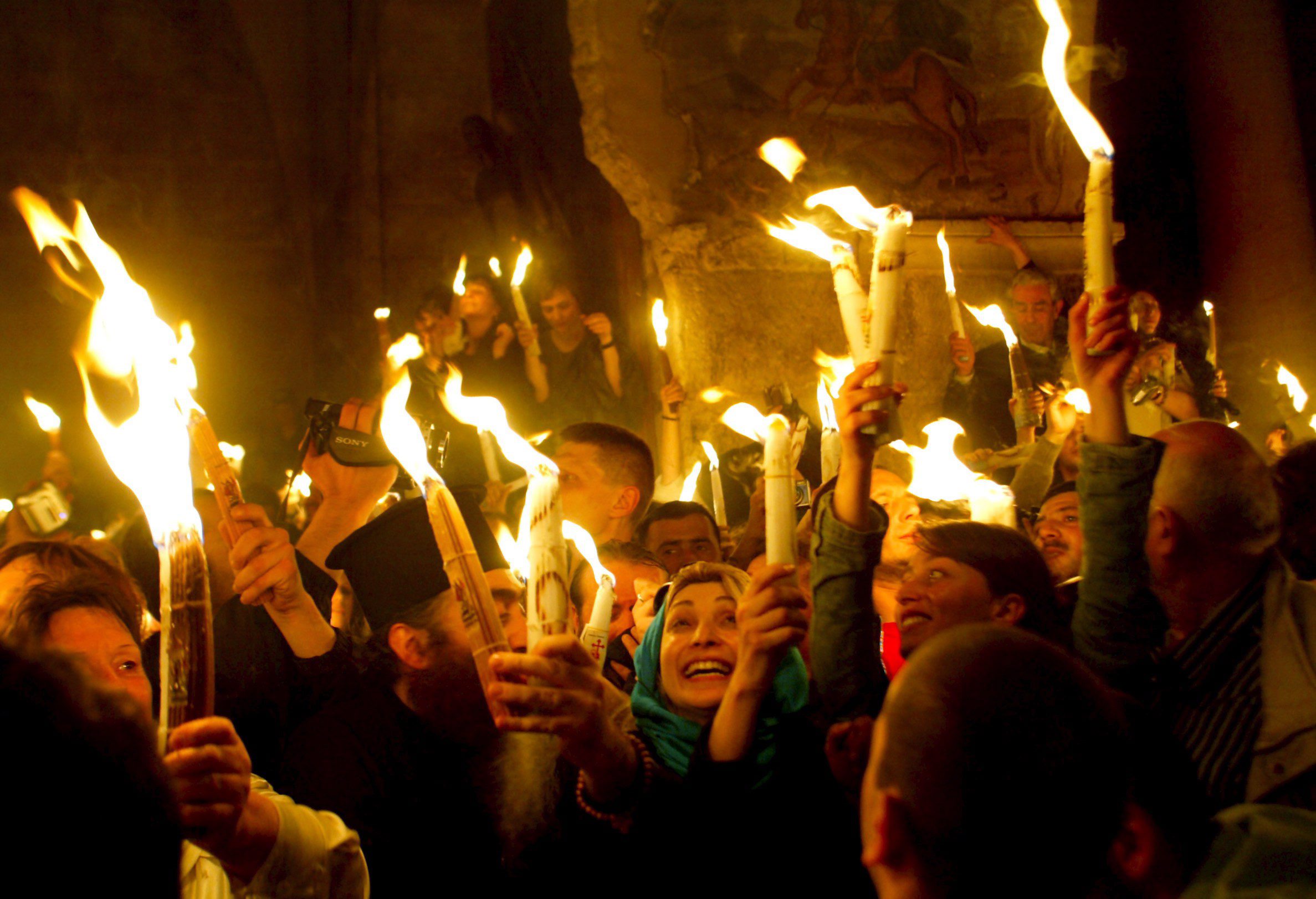 Holy Fire ceremony in Church of the Holy Sepulchre in Jerusalem