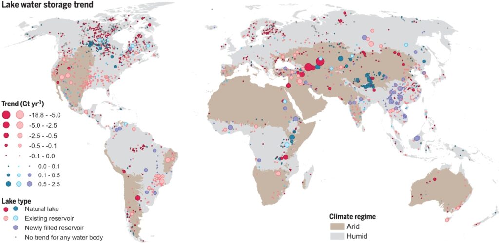 Πάνω από τις μισές λίμνες του κόσμου έχουν συρρικνωθεί τα τελευταία 30 χρόνια, σύμφωνα με νέα μελέτη