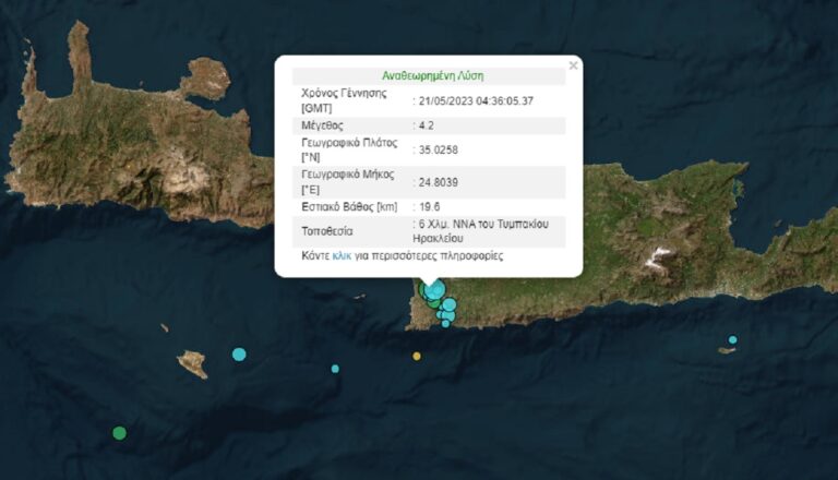 Σεισμική δόνηση 4,2 Ρίχτερ στην Κρήτη