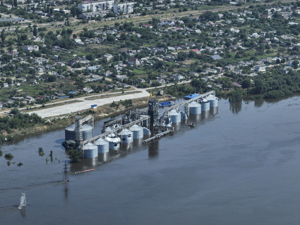 CORRECTION Russia Ukraine War Damaged Dam