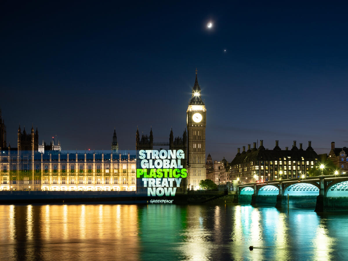 Global Plastics Treaty: Parliament Projection in London