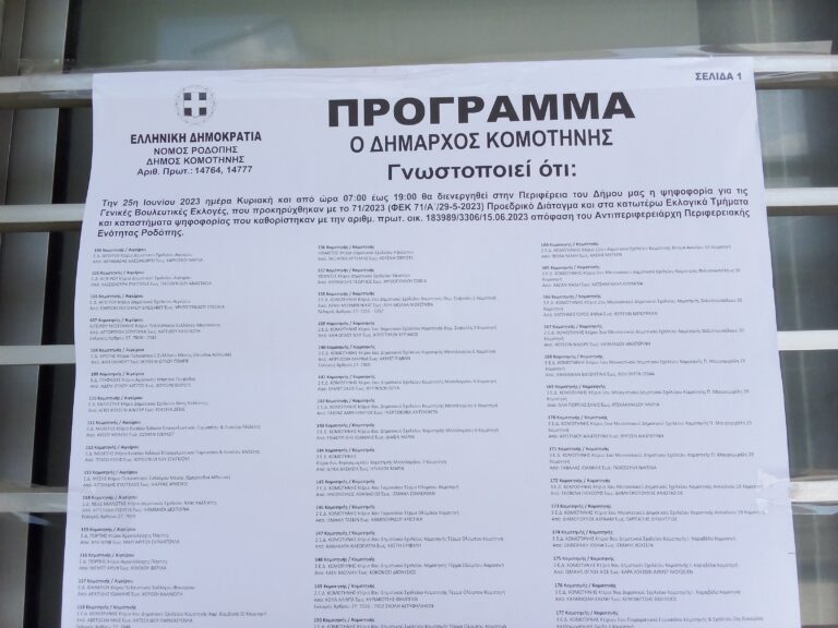 Εκλογές 2023: Ανοιχτό το Δημαρχείο Κομοτηνής για την εξυπηρέτηση των ψηφοφόρων