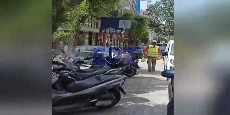 Καρέ καρέ η τρελή πορεία ΙΧ που έπεσε πάνω σε αυτοκίνητα και καβάλησε πεζοδρόμιο στο κέντρο της Θεσσαλονίκης