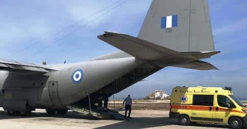 Λέρος: Με C-130 μεταφέρθηκε η ασθενής που χρήζει ΜΕΘ στην Αθήνα