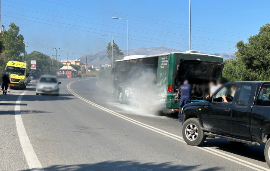 Ηράκλειο: Συναγερμός για φωτιά σε κινητήρα λεωφορείου του αστικού ΚΤΕΛ