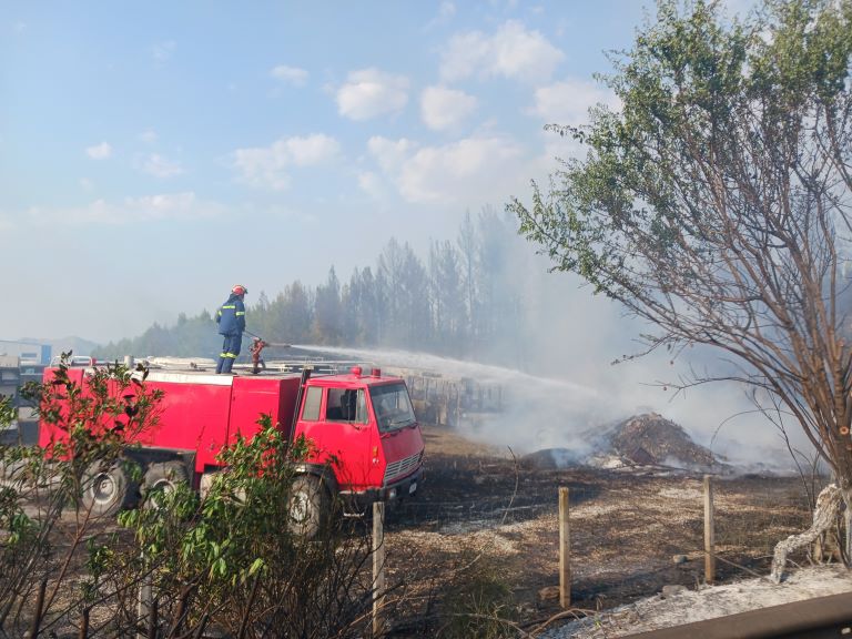 Πυρκαγιά κατέκαψε παλιά λεωφορεία και βλάστηση στον κόμβο Πλατυκάμπου