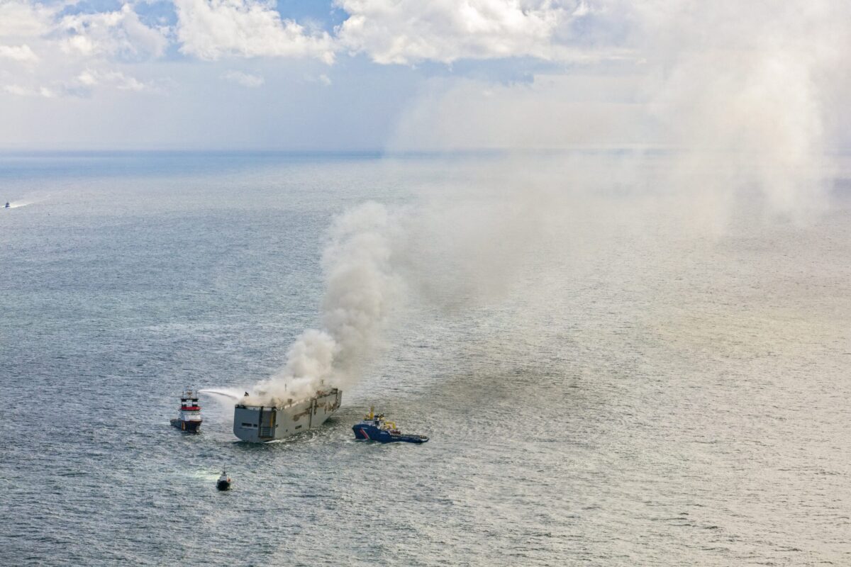 NETHERLANDS-MARITIME-SHIPPING-FIRE