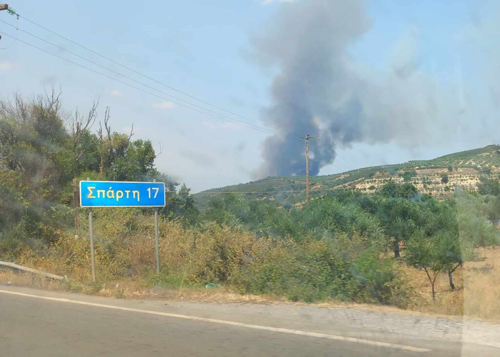 Λακωνία: Μαίνεται ανεξέλεγκτη η μεγάλη πυρκαγιά στην περιοχή Πυρί Σπάρτης (φωτό-βίντεο)