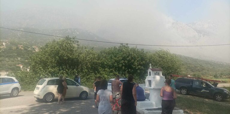 Σε εξέλιξη η πυρκαγιά στο Κρυονέρι Ναυπακτίας