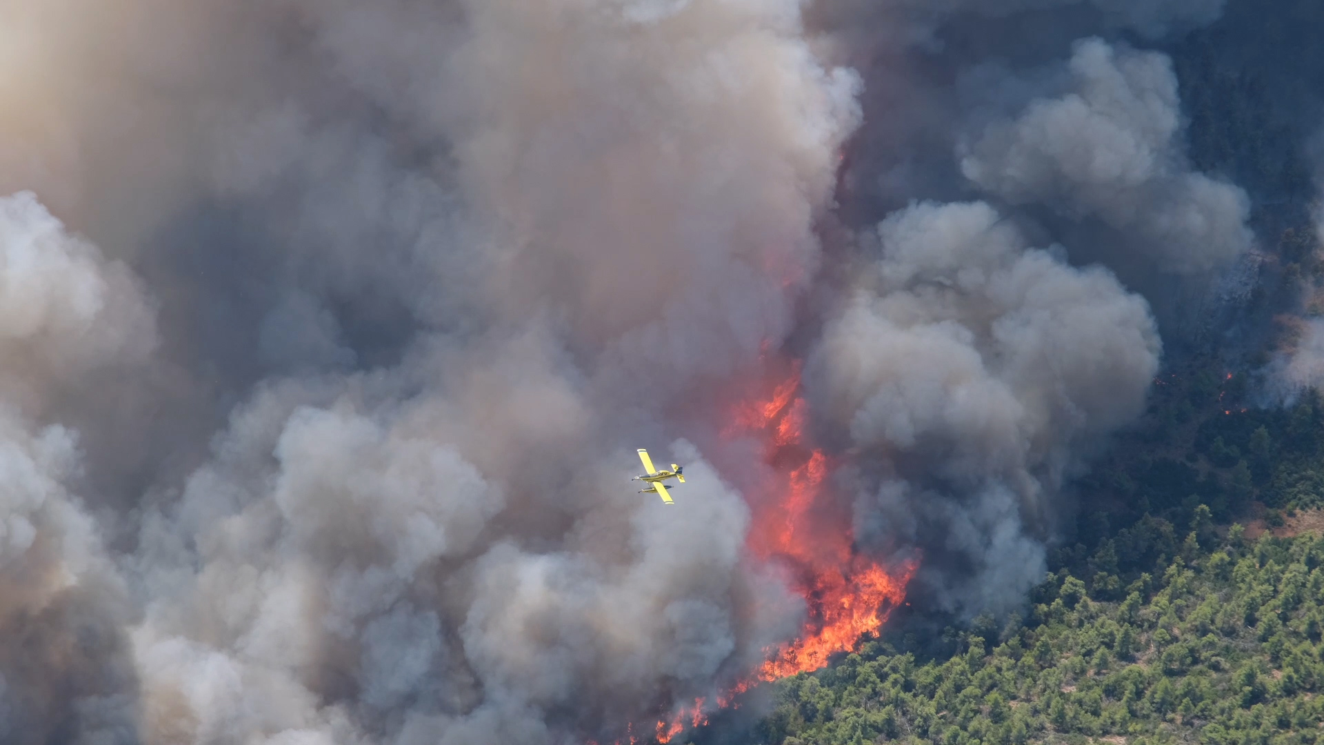 Φωτιά στην Πάρνηθα: Συγκλονιστικά πλάνα από το συντονιστικό ελικόπτερο της Πυροσβεστικής (video)