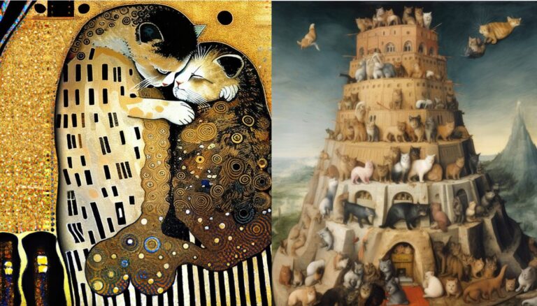 UnArtificial Art  καμπάνια Βιέννης με  γάτες σε εμβληματικά  έργα τέχνης