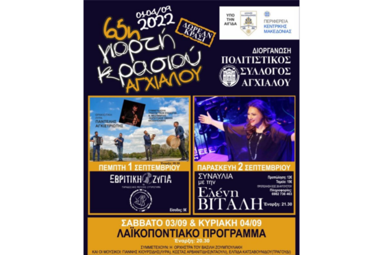 Το Σάββατο ξεκινά η 61η Γιορτή Κρασιού Νέας Αγχιάλου