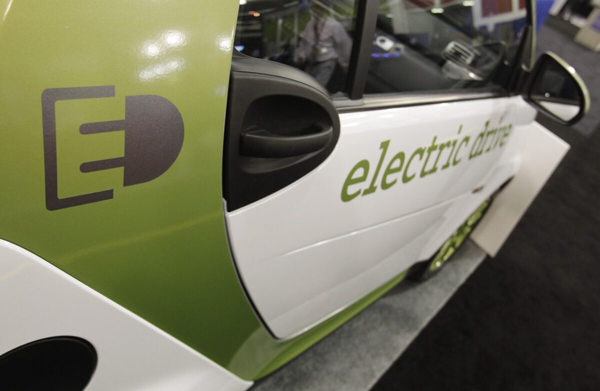 Electric Smart Car is on display at the Plug-in 2010, a conference and exposition about plug-in hybrid and electric vehicles, in San Jose, Calif., Wednesday, July 28, 2010.
