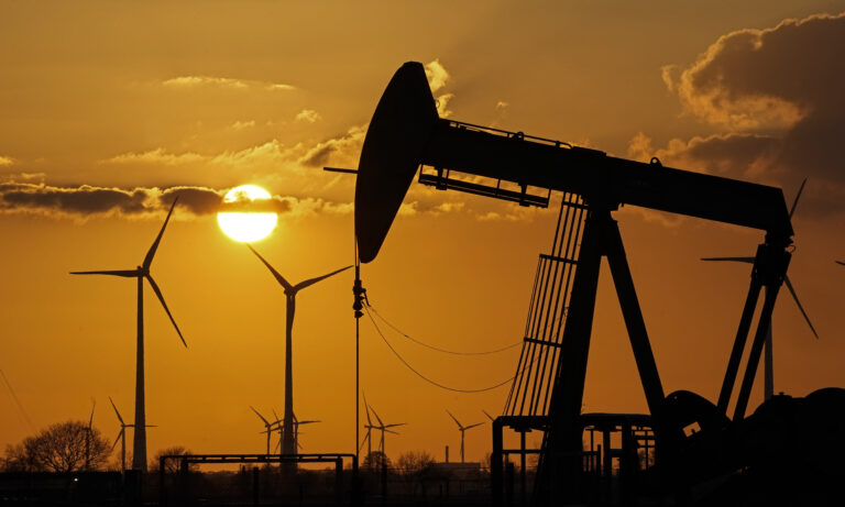 A pumpjack of Wintershall DEA extracting crude oil at an old oil field in Emlichheim, Germany, Friday, March 18, 2022. Despite the energy transition to renewables to fight climate change, Germany still relies heavily on imports of oil, gas and coal. Most fossil fuels are imported from Russia.