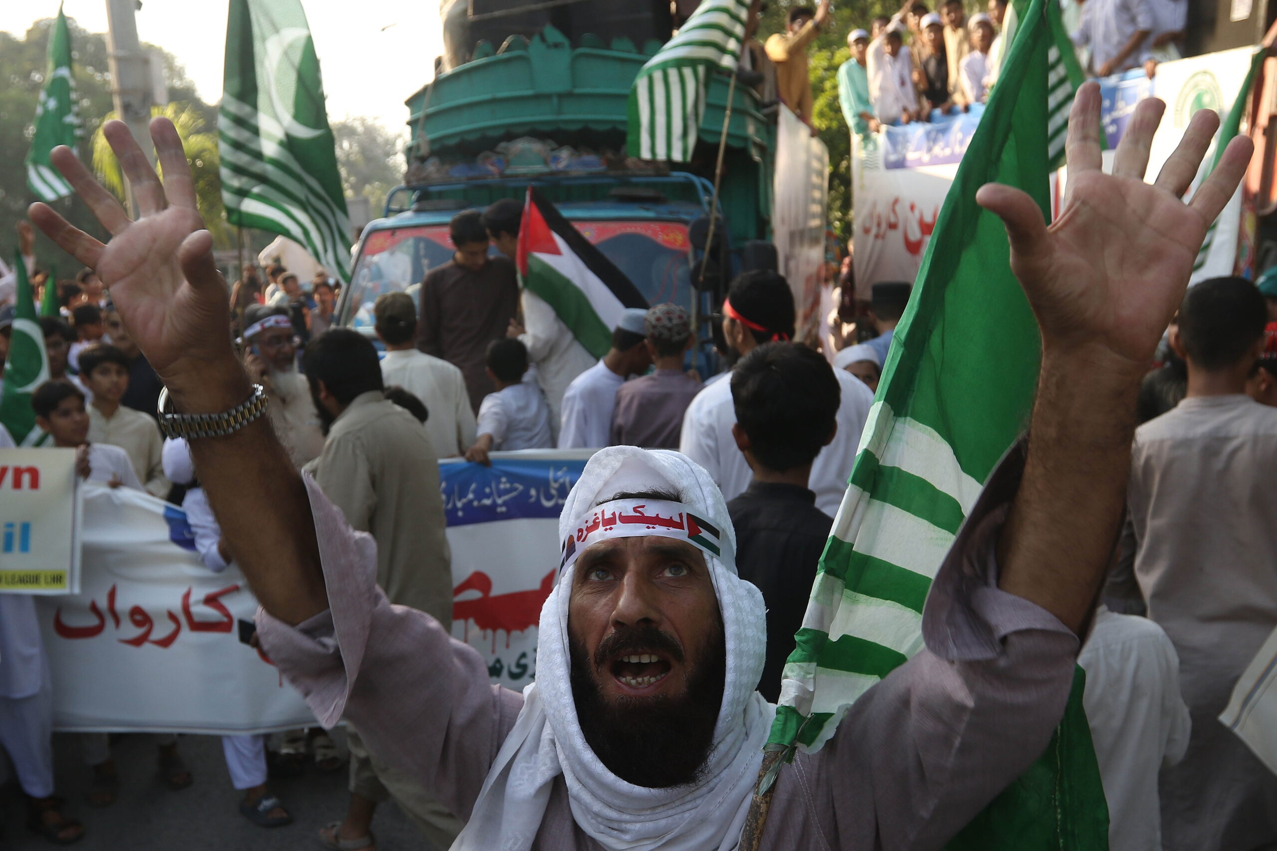 διαδήλωση στο Πακιστάν υπέρ των Παλαιστινίων