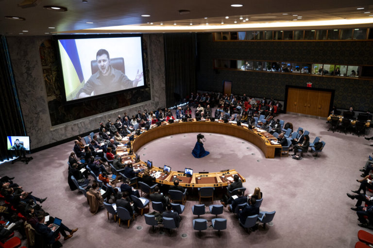 Συνεδρίαση του Συμβουλίου Ασφαλείας των Ηνωμένων Εθνών για τις πυραυλικές επιθέσεις της Ρωσίας στην Ουκρανία