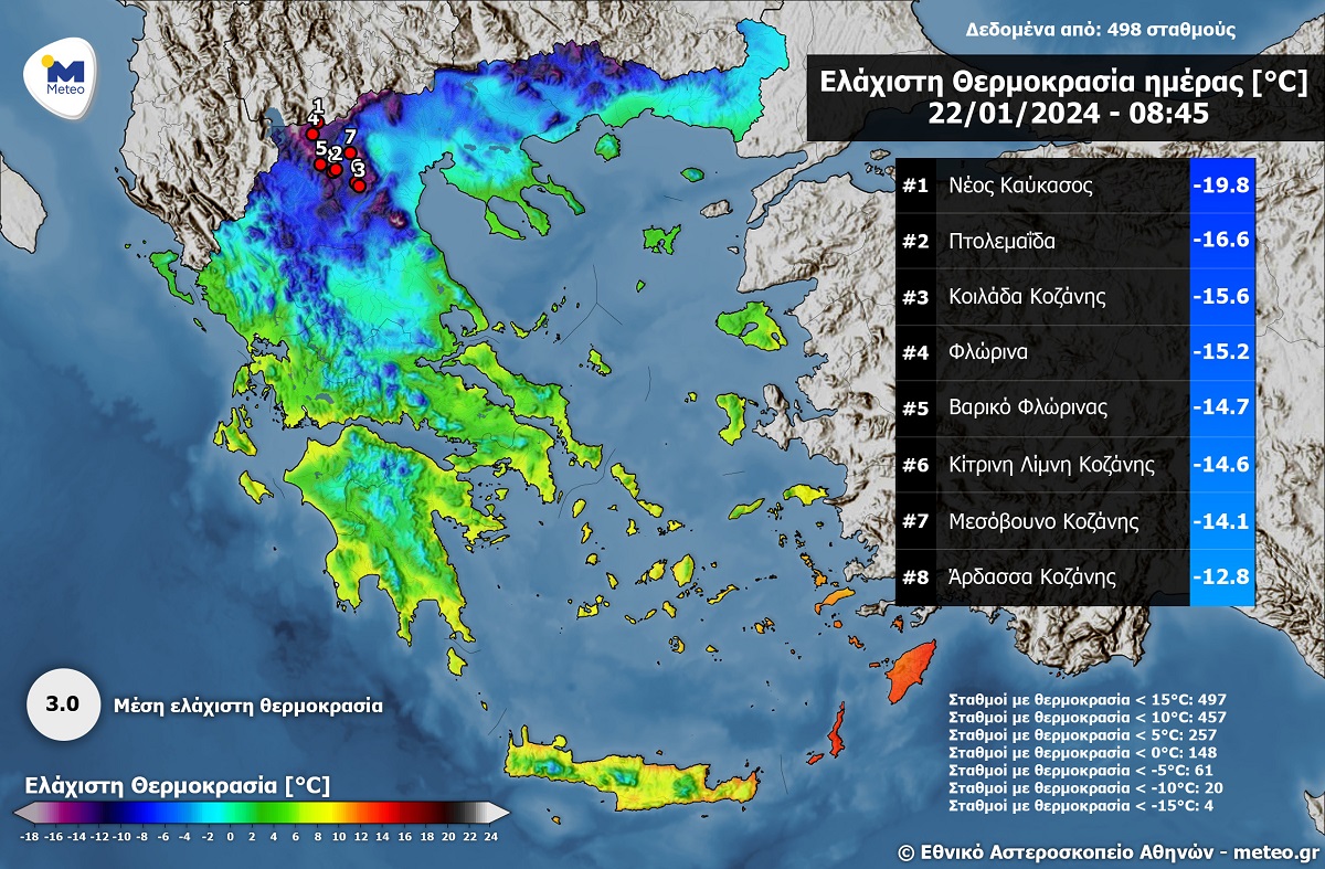 Στους 38 βαθμούς Κελσίου η διαφορά θερμοκρασίας σε Φλώρινα και Καστελόριζο