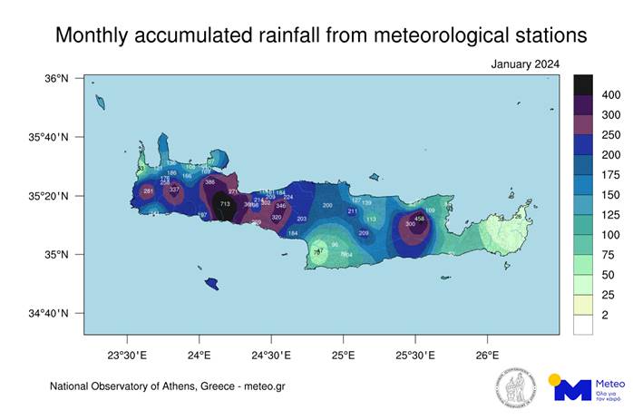 Έβρεξε “για τα καλά” στην Κρήτη τον Ιανουάριο – Δείτε τον χάρτη