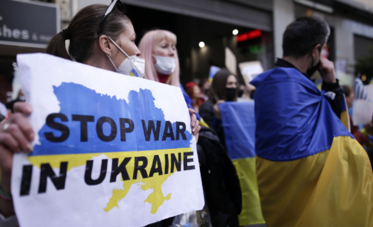 Θεσσαλονίκη: Διαμαρτυρία Ουκρανών για τη ρωσική εισβολή