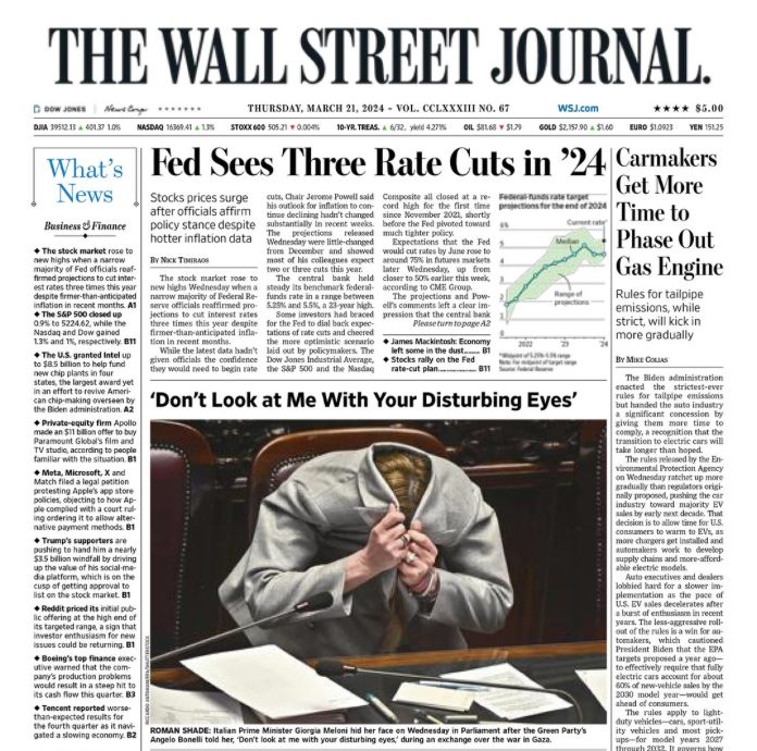 Le-facce-della-premier-Meloni-alla-Camera-in-prima-pagina-sul-Wall-Street-Journal