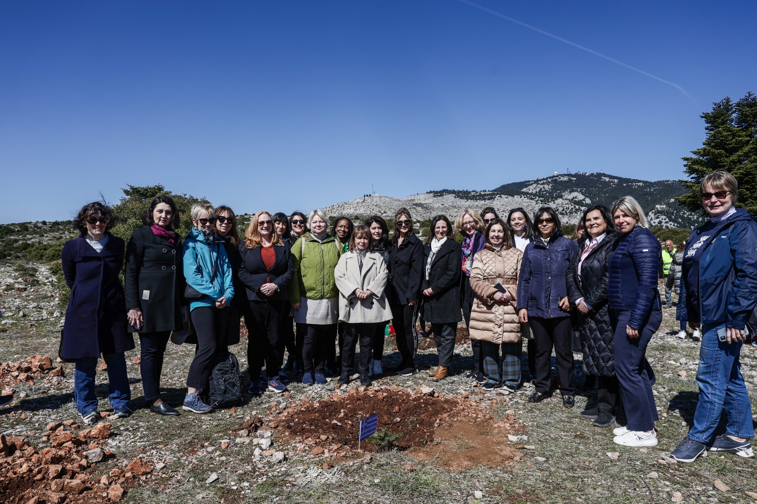 Πάρνηθα: Συμβολική δενδροφύτευση από την ΠτΔ με τη συνοδεία 20 γυναικών πρέσβεων στην Ελλάδα