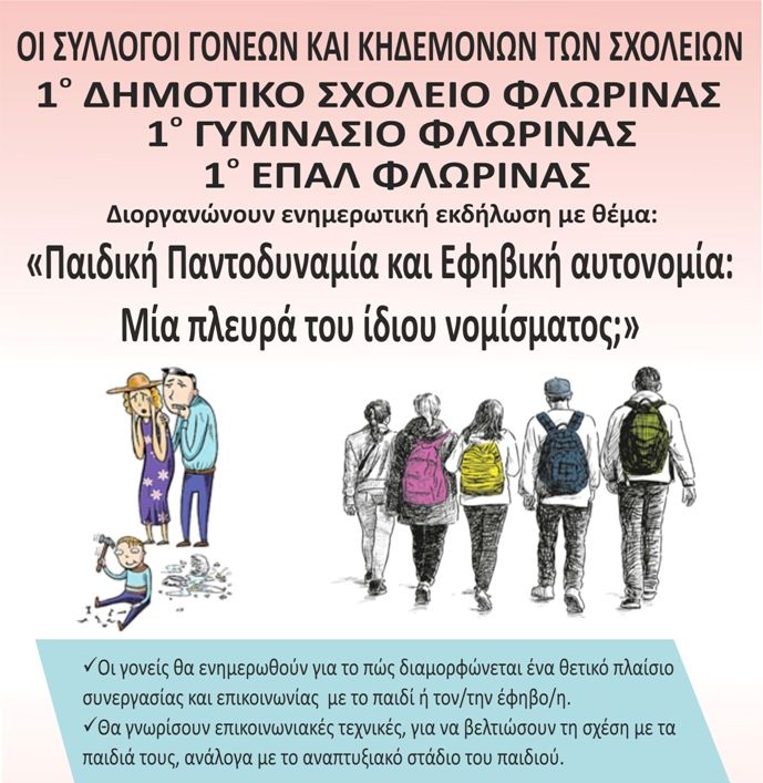 Φλώρινα: Ενημερωτική εκδήλωση “Παιδική Παντοδυναμία και Εφηβική αυτονομία: Μία πλευρά του ίδιου νομίσματος;»