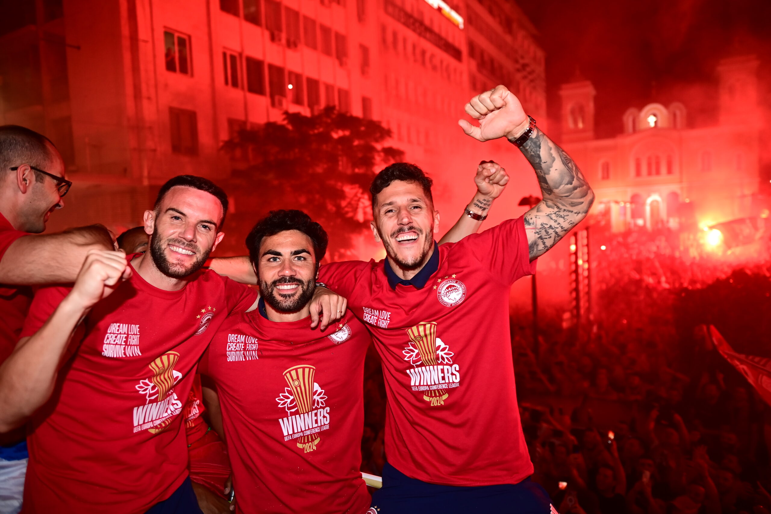 [369903] CONFERENCE LEAGUE 2023-2024 / ΤΕΛΙΚΟΣ / ΟΣΦΠ - ΦΙΟΡΕΝΤΙΝΑ / ΕΙΚΟΝΕΣ ΑΠΟ ΤΟ ΠΟΥΛΜΑΝ ΤΟΥ ΟΛΥΜΠΙΑΚΟΥ (ΓΙΩΡΓΟΣ ΜΑΤΘΑΙΟΣ / EUROKINISSI)