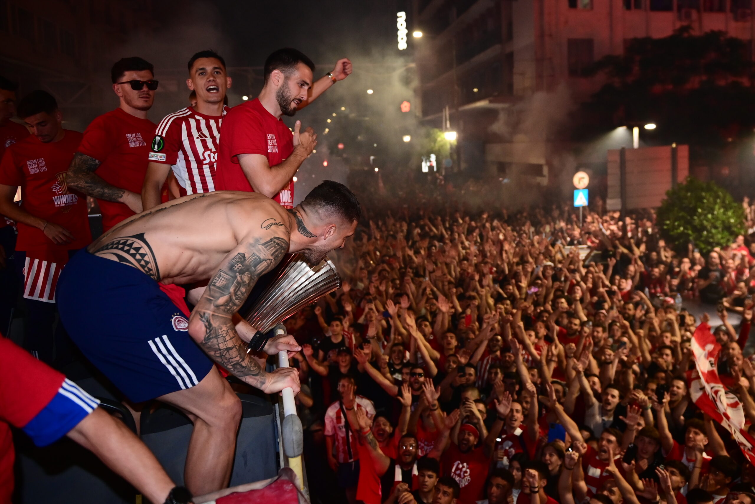 [369903] CONFERENCE LEAGUE 2023-2024 / ΤΕΛΙΚΟΣ / ΟΣΦΠ - ΦΙΟΡΕΝΤΙΝΑ / ΕΙΚΟΝΕΣ ΑΠΟ ΤΟ ΠΟΥΛΜΑΝ ΤΟΥ ΟΛΥΜΠΙΑΚΟΥ (ΓΙΩΡΓΟΣ ΜΑΤΘΑΙΟΣ / EUROKINISSI)