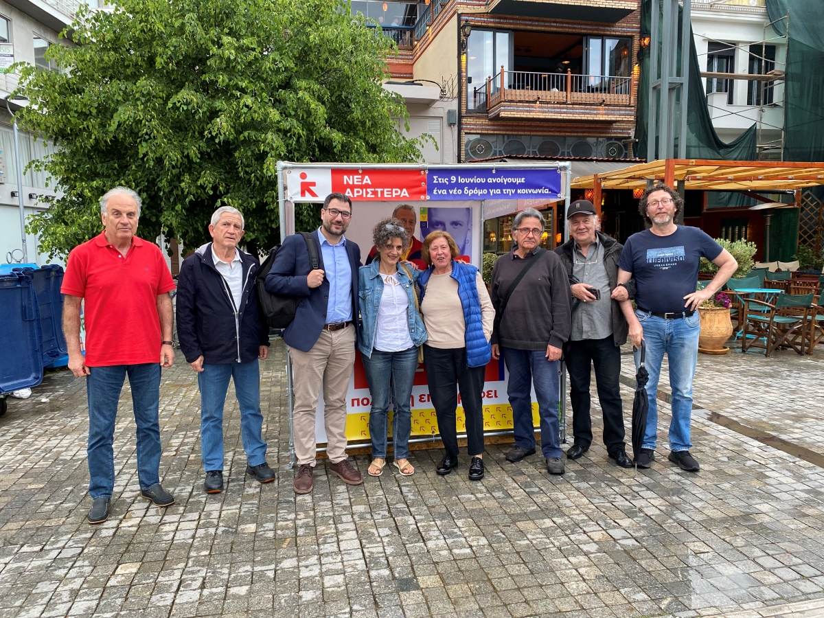 Ο Νάσος Ηλιόπουλος και η Νάντια Κουλουμπή της  Νέας Αριστεράς στην Τρίπολη