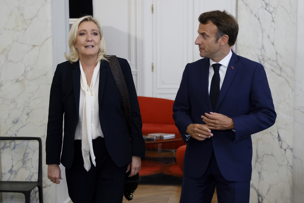 French President Macron meets head of the Les Republicains party Jacob