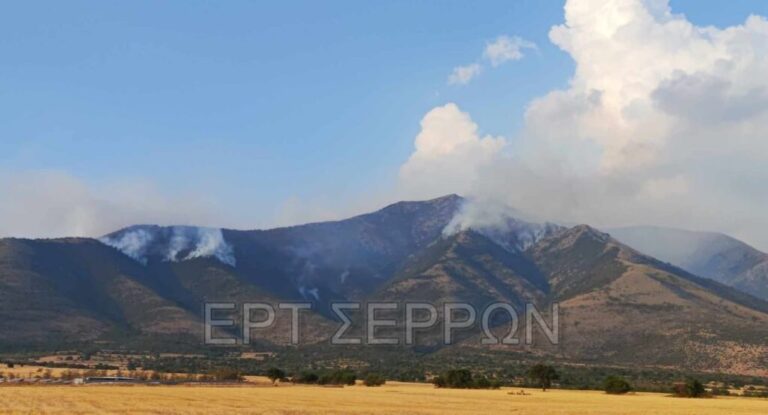 Πυρκαγιά στο όρος Όρβηλος: Η βροχή περιόρισε την έκτασή της